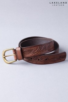 Lakeland Leather Tan Brown Embossed Leather Belt (T20105) | $41