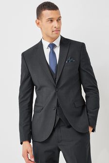 Charcoal Grey Skinny Fit Wool Blend Motionflex Suit: Jacket (T20119) | €28