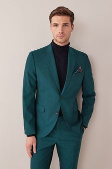 Teal Blue Skinny Fit Wool Blend Stretch Suit: Jacket (T20121) | €76