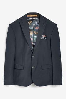 Navy Blue Skinny Fit Wool Blend Motionflex Suit: Jacket (T20125) | 37 €