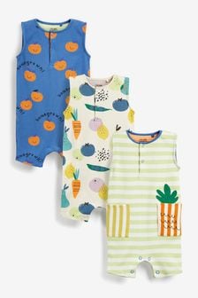 Mineral Vegetable Print Baby 3 Pack Rompers (0mths-3yrs) (T20189) | €20 - €22