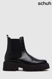 Schuh Avelina Black Leather Chunky Chelsea Boots (T20400) | 94 €