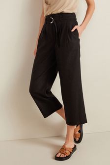 Black D Ring Belted Crop Trousers (T20534) | ₪ 117