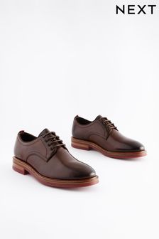 Leather Contrast Sole Chunky Derby Shoes