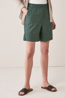 Green Linen Blend Board Shorts (T20566) | ￥2,310