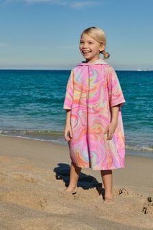 Pink Oversized Short Sleeved Towelling Poncho (T20747) | TRY 506 - TRY 644