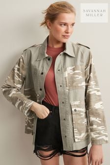 Curves Green Camo Pocket Front Jacket