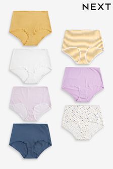 Multi Pastel Full Brief Lace Trim Cotton Blend Knickers 7 Pack (T21448) | $33