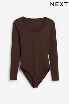 Chocolate Brown Scoop Neck Bodysuit (T21548) | €9