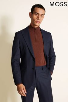 Moss Regular Fit Navy With Burgundy Overcheck Suit: Jacket (T21732) | €190
