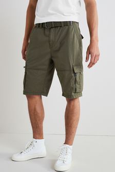 Khaki Green Belted Cargo Shorts (T21763) | €39
