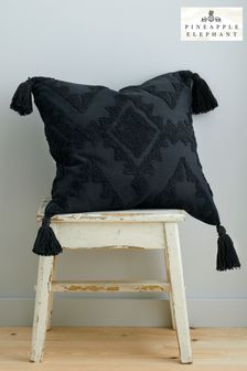 Pineapple Elephant Black Imani Tufted Cushion (T22021) | $28