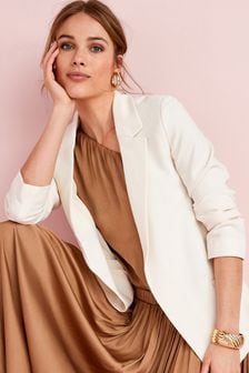 White Relaxed Soft Crepe Blazer (T22089) | 48 €