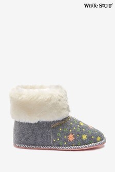 White Stuff Natural Star Embroidered Booties