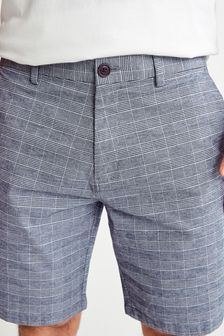 Grey Check Straight Fit Stretch Chino Shorts (T22804) | €32