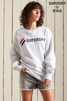 Superdry White Sportstyle Applique Loose Sweatshirt