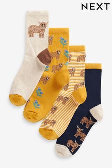 Hamish Highland Cow Ankle Socks 4 Pack