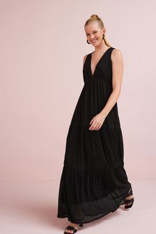 Black - Sleeveless Maxi Summer Dress (T23002) | kr815