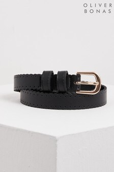 Oliver Bonas Black Scalloped Skinny Waist Belt (T23156) | $32