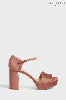 Ted Baker Pink Auritaa Velvet Heeled Platform Sandals (T23292) | ₪ 440