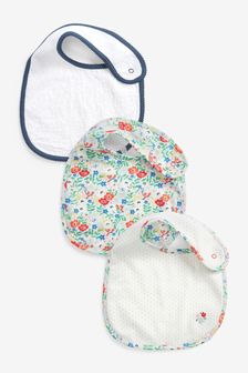 Red/Blue Floral 3 Pack Baby Bibs (T23687) | ₪ 35