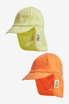Fluorescencyjny żółty i pomarańczowy - Dwie niemowlęce czapeczki legionisty (0m-cy-2lata) (T23742) | 30 zł