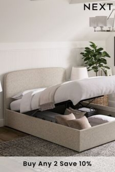 Contemporary Tweed Natural Matson Upholstered Ottoman Storage Bed Frame (T23780) | €750 - €975