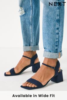 Navy Blue Regular/Wide Fit Forever Comfort® Simple Block Heel Sandals (T23968) | $45