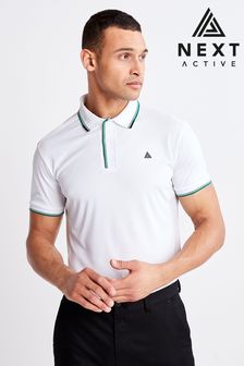White Textured Next Active Golf Polo Shirt (T24116) | $49