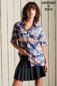 חולצת אוברסייז לנשים של Superdry בהדפס הוואי כחול