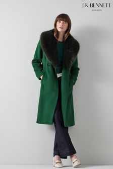 L.K.Bennett Ava Fur Trim Belted Coat (T24714) | $756