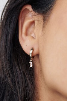 10 kt pozlačeno - Viseči mini okrogli uhani z draguljčkom Collection Luxe (T 24971) | €17