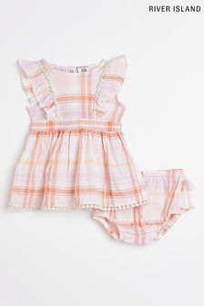 River Island Coral Coral Checked Dress And Bloomer Set (T25212) | 12 €
