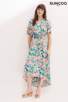 Suncoo Liberty Pink/Green Tie Dye Print Wrap Dress (T25248) | 224 zł