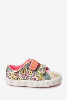 Pink Floral Patchwork Canvas Trainers (T25600) | ₪ 63 - ₪ 70