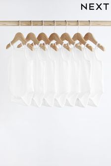 White Rib Baby 7 Pack Vest Bodysuits (0mths-3yrs) (T25694) | SGD 23 - SGD 26