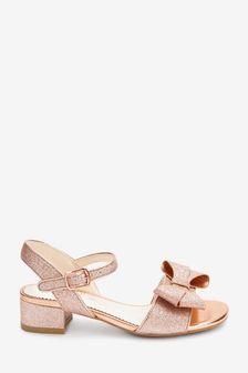 Rose Gold Bow Heeled Occasion Shoes (T25706) | ₪ 86 - ₪ 110