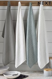 Set of 4 Grey Geo Tea Towels (T25896) | 78 SAR