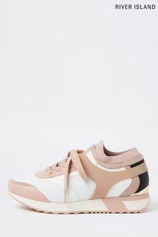 River Island Pink Light Lace Up Rubberised Runner Shoes (T26245) | €55