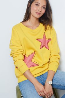 Ochre Yellow Stars Next Graphic Sweatshirt (T26572) | €11