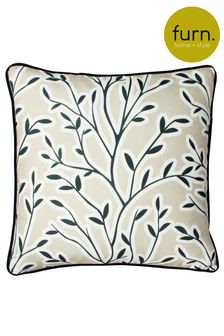 furn. Oatmeal Beige Annika Floral Polyester Filled Cushion (T26763) | ₪ 70