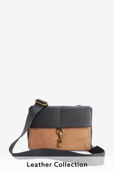 Mink Brown Leather Crossbody Structured Bag (T26823) | $105
