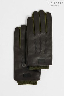 Ted Baker Brown Ballot Leather Gloves With Ribbed Cuff Gloves (T26899) | ₪ 349