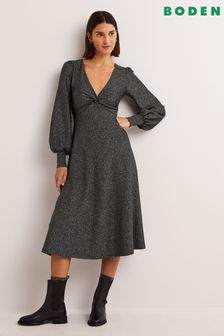 Boden Black Metallic Jersey Midi Dress (T26960) | €82