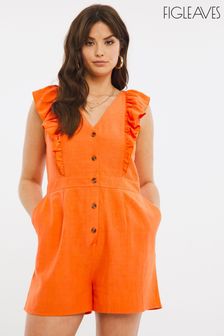 Figleaves Orange Miami Button Front Playsuit (T26979) | €23