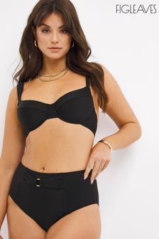 Figleaves Rene  Black High Waist High Leg Belted Briefs (T27239) | $55