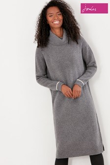Joules Grey Hallie Knitted Turtleneck Jumper Dress (T27631) | €56