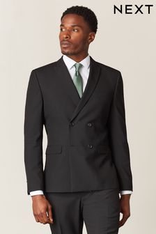 Black Double Breasted Suit Jacket (T28073) | $104