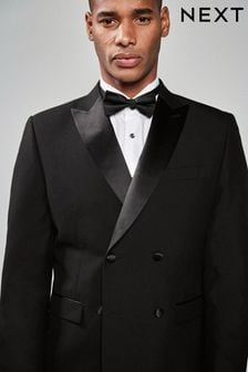 Black Slim Fit Double Breasted Suit Jacket (T28073) | $99