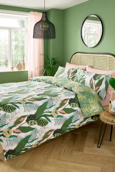 Kate Merritt Green Tropical Garden Duvet Cover and Pillowcase Set (T28209) | €56 - €81